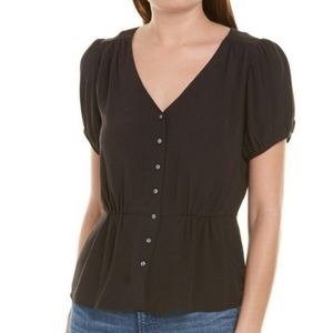 J. Crew Petite Button-Up Peplum Top - Black